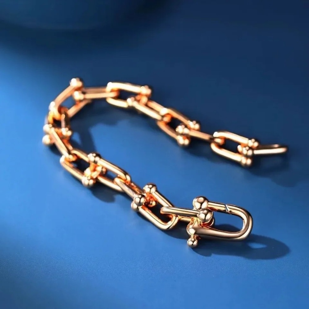 Zara 1pcs link 2-colors U-Shape Links 3D Metallic Gold Silver Bracelet